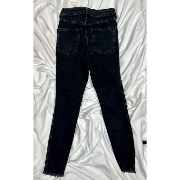 Free People We the Free High Rise Raw Hem Skinny Jeans Black 30 - Picture 12 of 15